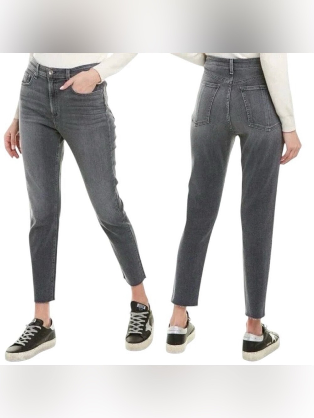 Rag & Bone Nina High Rise Ankle Skinny Jeans Charcoal Gray Wash Raw Hem 29